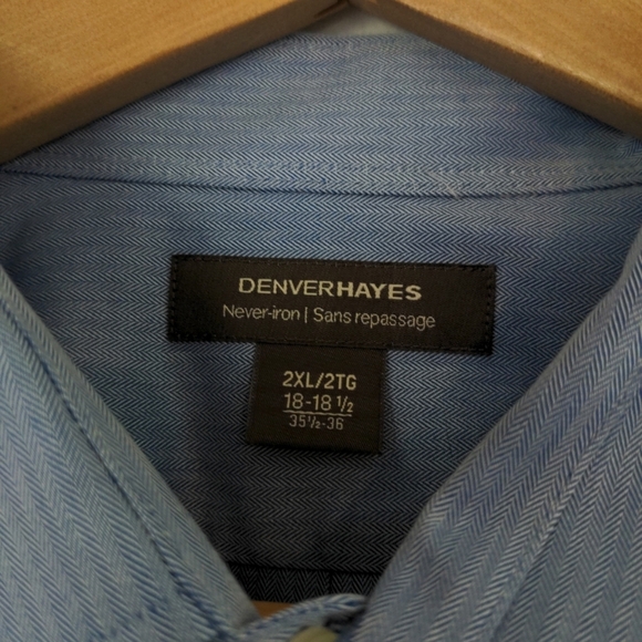 Denver Hayes Shirt Men's 2XL Blue Upcycled Patch Long Sleeve Dadcore - Picture 5 of 9